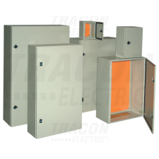 TRACON Fém elosztószekrény, acél, szürkeH×W×D=400×400×250mm, IP55 villanyszerelés