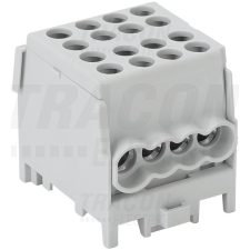 TRACON Főáramköri leágazó kapocs négyes, sínre szerelhető, szürke 2.5-25mm2 villanyszerelés