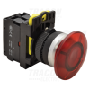 TRACON Gombafejű világító nyomógomb,piros1×NC, 5A/230V AC-15, 40mm, IP65, LED 230V AC/DC