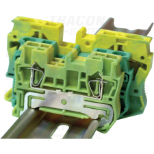 TRACON Háromkapcsos védővezető sorozatk., rugós, sínre, zöld/sárga 0,2-2,5mm2, 31A villanyszerelés