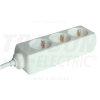 TRACON Hordozható elosztósáv, normál, fehér3×SCHUKO, 3m, max.16A, 250VAC, 3680W, 3x1,5mm2, H05VV-F