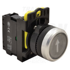 TRACON Jelölt nyomógomb, fekete, (fehér nyíl)1×NO, 5A/230V AC-15, IP65 villanyszerelés