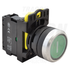 TRACON Jelölt nyomókapcsoló, zöld, (fehér I)1×NO, 5A/230V AC-15, IP65 villanyszerelés