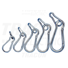 TRACON Karabiner, rugós, acéld=4,5mm, 300N villanyszerelés