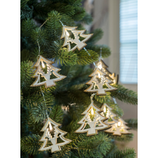 TRACON Karácsonyi LED fényfüzér dekoráció, fenyő, elemes, 6+18h, 10LED, 3000K, 2xAA karácsonyfa izzósor