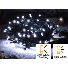 TRACON Karácsonyi LED programozható fényfüzér 12m IP44 hideg fehér adapterrel karácsonyfa izzósor