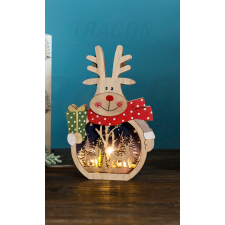 TRACON Karácsonyi LED szarvas, fa, elemes, 6+18h,3LED, 3000K, 2xAAA karácsonyi dekoráció