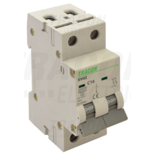 TRACON Kismegszakító, 2 pólus, B karakterisztika16A, B, 2P, 6kA villanyszerelés