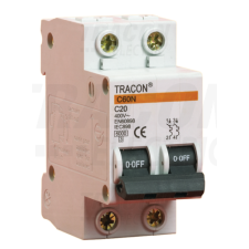 TRACON Kismegszakító, 2 pólus, C karakterisztika50A, 4,5kA villanyszerelés