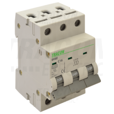 TRACON Kismegszakító, 3 pólus, C karakterisztika16A, C, 3P, 6kA villanyszerelés