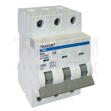 TRACON Kismegszakító, 3 pólus, C karakterisztika 50A, C, 3P, 10kA villanyszerelés