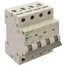 TRACON Kismegszakító, 4 pólus, B karakterisztika13A, B, 4P, 6kA villanyszerelés