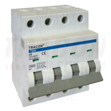 TRACON Kismegszakító, 4 pólus, C karakterisztika25A, C, 4P, 10kA villanyszerelés