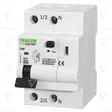 TRACON Kombinált védőkapcsoló, 2P, 3modul, B karakterisztika  B20A, 30 mA, 6kA, B villanyszerelés