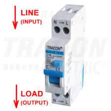 TRACON Kombinált védőkapcsoló, elektronikus, 2P, C karakterisztikaC13, 30mA, 6kA, AC, E3 villanyszerelés