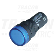 TRACON LED-es jelzőlámpa, kék 12V AC/DC, d=16mm villanyszerelés