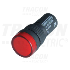 TRACON LED-es jelzőlámpa, piros 12V AC/DC, d=16mm villanyszerelés