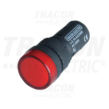 TRACON LED-es jelzőlámpa, piros 230V AC/DC, d=16mm villanyszerelés