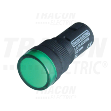 TRACON LED-es jelzőlámpa, zöld 12V AC/DC, d=16mm villanyszerelés