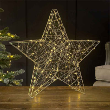 TRACON LED karácsonyi csillag, arany,fém, elemes világítás