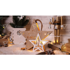 TRACON LED karácsonyi csillag,fa,elemes  Timer 6+18h, 7LED, 3000K, 2xAAA karácsonyfa izzósor