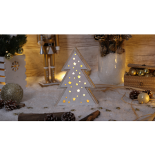 TRACON LED karácsonyi fenyő, fa, elemesTimer 6+18h, 4LED, 3000K, 2xAAA karácsonyi dekoráció
