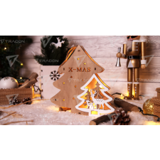 TRACON LED karácsonyi fenyőfa,fa,elemes  Timer 6+18h, 7LED, 3000K, 2xAAA karácsonyfa izzósor