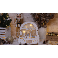 TRACON Led karácsonyi kocka naptár, tájkép, fa, elemesTimer 6+18h,8LED, 3000K, 2xAAA karácsonyi dekoráció