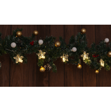 TRACON LED karácsonyi lánc, csillag,fém, elemesTimer 6+18h,10LED, 3000K, 2xAA karácsonyfa izzósor