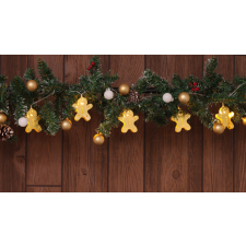 TRACON LED karácsonyi lánc, mézeskalács, fém, elemesTimer 6+18h,10LED, 3000K, 2xAA karácsonyfa izzósor