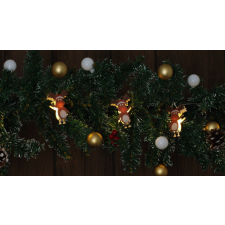 TRACON LED karácsonyi lánc, szarvas,elemesTimer 6+18h,10LED, 3000K, 2xAA karácsonyfa izzósor