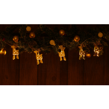 TRACON LED karácsonyi lánc, szarvas,fém, elemesTimer 6+18h,10LED, 3000K, 2xAA karácsonyfa izzósor