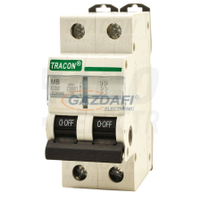 TRACON MB-2C-32 Kismegszakító, 2 pólus, C karakterisztika 32A, 4,5 kA villanyszerelés