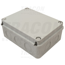 TRACON MED19148 műanyag falon kivüli kötődoboz 190x145x80 teli fedéllel, kikönnyített kábelbevezőtel, IP67 világosszürke villanyszerelés