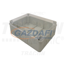TRACON MED25209T Elektronikai doboz, világos szürke, átlátszó fedéllel 250×200×90, IP67 villanyszerelés