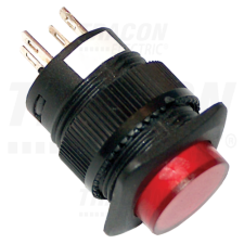 TRACON Mini jelzőlámpás nyomógomb, piros1×NO, 2V AC/DC villanyszerelés