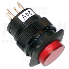 TRACON Mini jelzőlámpás nyomógomb, piros 1×NO, 2V AC/DC villanyszerelés