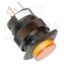 TRACON Mini jelzőlámpás nyomókapcsoló sárga1×NO, 6V AC/DC villanyszerelés