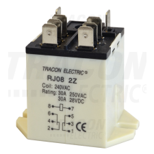 TRACON Nagyteljesítményű relé 230V AC / 2×CO (30A, 230V AC / 28V DC) villanyszerelés