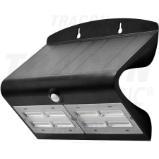 TRACON Napelemes LED fali világítótest mozgásérzékelővel, fekete 6,8 W, 4000 K, 800 lm, IP65, 3,7 V, 4 Ah kültéri világítás