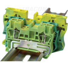 TRACON Négykapcsos védővezető sorozatk., rugós, sínre, zöld/sárga0,2-2,5mm2, 30A villanyszerelés