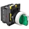 TRACON NYK3-SL34G Világítókaros kapcsoló, zöld, LED, háromállású, rugóvissza 1×NO+1×NC, 5A/230V AC-15, IP65, LED 230V AC/DC