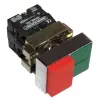 TRACON NYKK8425 Kettős BE-KI nyomógomb, fémalap, zöld+piros kiálló 1×NC+1×NO, 3A/400V AC, IP42