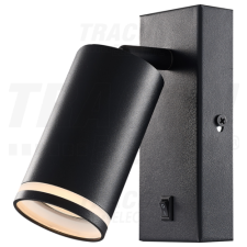 TRACON Oldalfali állítható spot lámpatest, fekete, kapcsolóval100-240VAC, 50Hz, 1xGU10, max.35W világítás