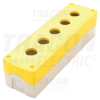 TRACON Összeállított tokozat nyomógombokhoz, sárga, 5-esd=22,5, IP65, 2×PG-13,5