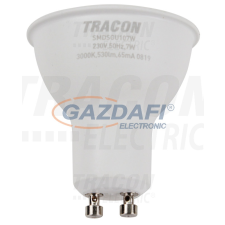 TRACON SMDSGU107W Műanyag házas SMD LED spot fényforrás SAMSUNG chippel 230V,50Hz,GU10,7W,530lm,3000K,120°,SAMSUNG chip,EEI=A+ izzó