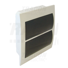 TRACON Süllyesztett elosztódoboz, füstszínű ajtóval, N/PE sínnel villanyszerelés