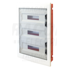 TRACON Süllyesztett elosztódoboz, füstszínű-sík ajtóval, NPE nélkül villanyszerelés