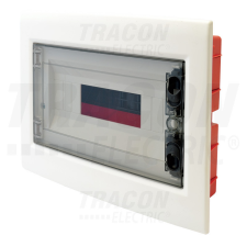 TRACON Süllyesztett elosztódoboz, füstszínű-sík ajtóval, NPE nélkül 1×12 (12) modul, IP40, (H×W×D=240x305x80mm) villanyszerelés