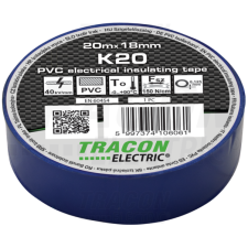 TRACON Szigetelőszalag, kék20m×18mm, PVC, 0-90°C, 40kV/mm villanyszerelés